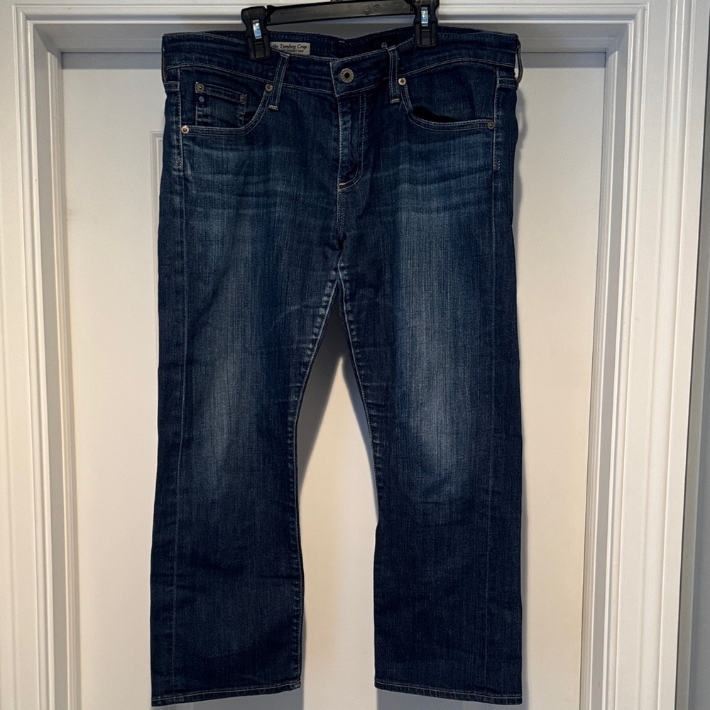 AG Adriano Goldschmied Dark Blue Cropped Tomboy Jeans. Sz 32